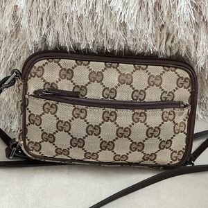 Gucci Brown and Cream Canvas Crossbody